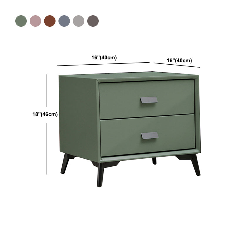 Table de nuit de 18 pouces H faux cuir à 2 dessins modernes table de nuit en bois massif avec jambes