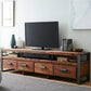 Industrial Wooden Media Console with Drawers, Brown Stand Console Clearhalo 'furn' 'furn_tv_stands_entertainment_centers' 'Furniture' 'Living Room Furniture' 'TV Stands & Entertainment Centers' 'TV Stands & Media Storage Furniture' 'tv_stands_entertainment_centers' 5705925