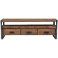 Industrial Wooden Media Console with Drawers, Brown Stand Console 63"L x 16"W x 20"H Clearhalo 'furn' 'furn_tv_stands_entertainment_centers' 'Furniture' 'Living Room Furniture' 'TV Stands & Entertainment Centers' 'TV Stands & Media Storage Furniture' 'tv_stands_entertainment_centers' 5705926