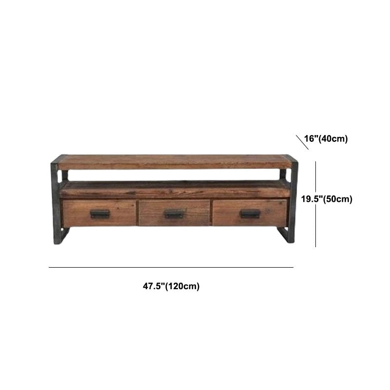 Industrial Wooden Media Console with Drawers, Brown Stand Console Clearhalo 'furn' 'furn_tv_stands_entertainment_centers' 'Furniture' 'Living Room Furniture' 'TV Stands & Entertainment Centers' 'TV Stands & Media Storage Furniture' 'tv_stands_entertainment_centers' 5705936