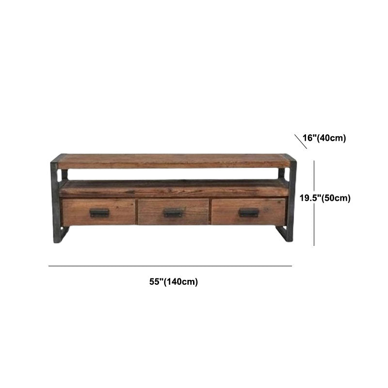 Industrial Wooden Media Console with Drawers, Brown Stand Console Clearhalo 'furn' 'furn_tv_stands_entertainment_centers' 'Furniture' 'Living Room Furniture' 'TV Stands & Entertainment Centers' 'TV Stands & Media Storage Furniture' 'tv_stands_entertainment_centers' 5705937