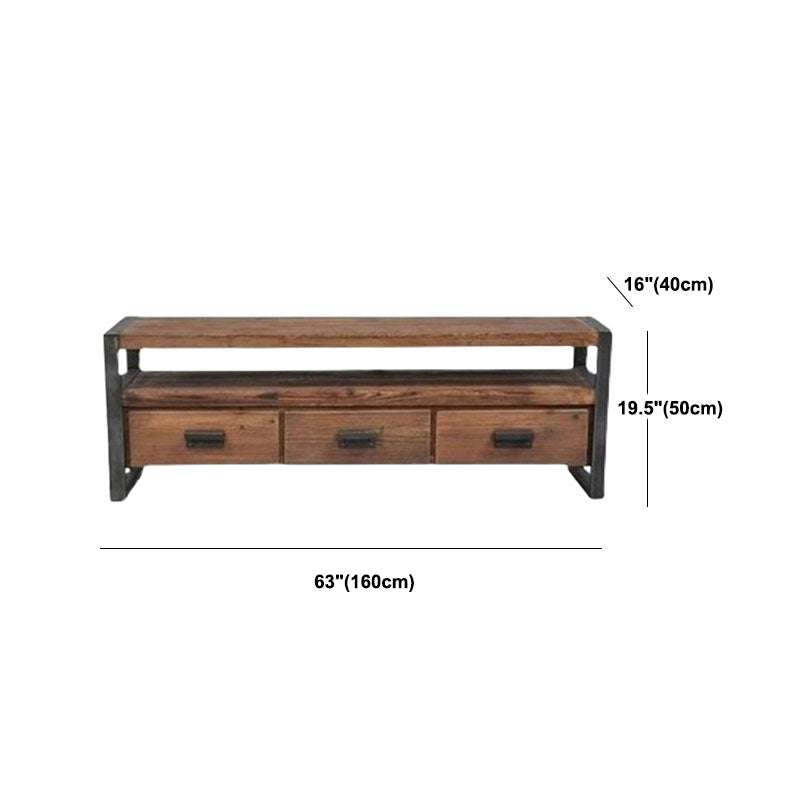 Industrial Wooden Media Console with Drawers, Brown Stand Console Clearhalo 'furn' 'furn_tv_stands_entertainment_centers' 'Furniture' 'Living Room Furniture' 'TV Stands & Entertainment Centers' 'TV Stands & Media Storage Furniture' 'tv_stands_entertainment_centers' 5705938