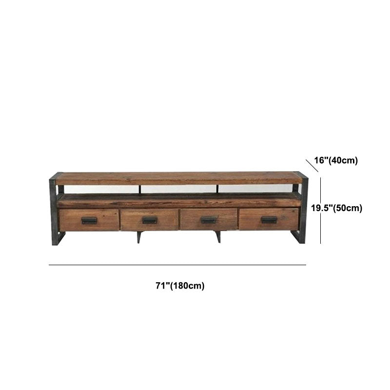 Industrial Wooden Media Console with Drawers, Brown Stand Console Clearhalo 'furn' 'furn_tv_stands_entertainment_centers' 'Furniture' 'Living Room Furniture' 'TV Stands & Entertainment Centers' 'TV Stands & Media Storage Furniture' 'tv_stands_entertainment_centers' 5705939