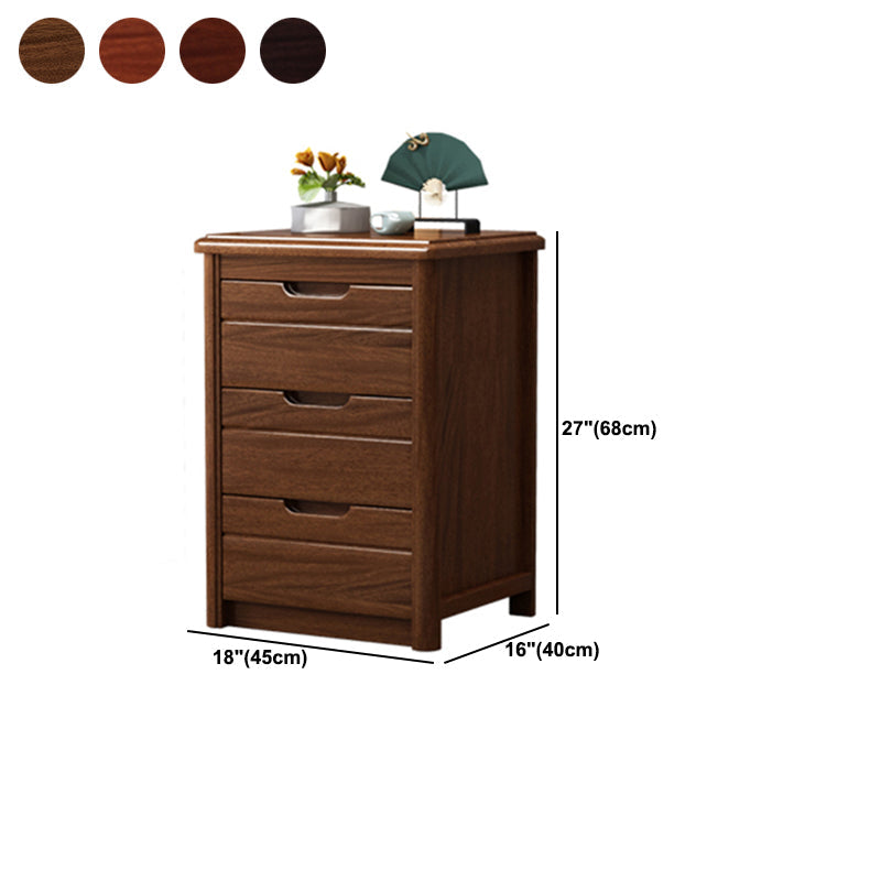 Table de nuit de nuit de nuit de 27 pouces H en bois massif moderne à 3 tirages en marron