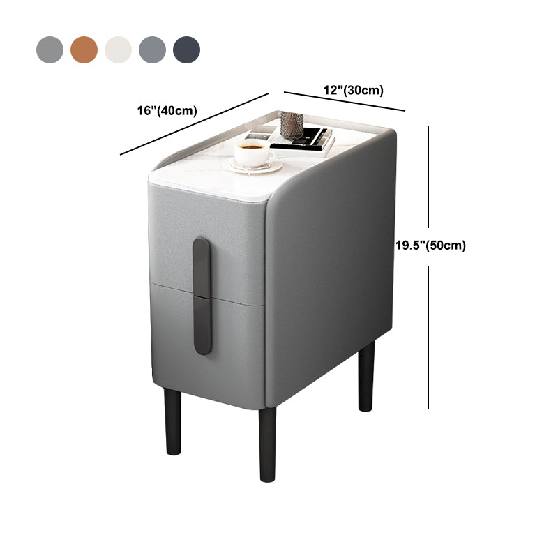 モダンな20インチHナイトテーブル2ドロワーストレージストーントップナイトスタンド足のあるナイトスタンド
