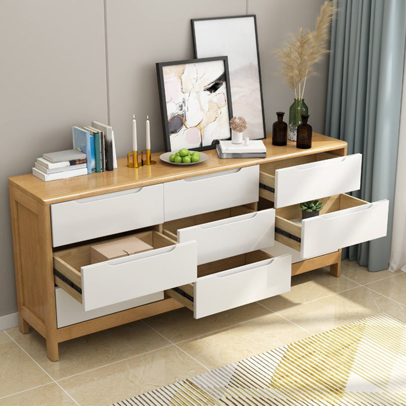 16" W Storage Chest Rubber Wood Storage Chest Dresser with Drawers 59"L x 16"W x 30"H Natural Wood White Clearhalo 'Bedroom Furniture' 'Dressers & Chests' 'dressers_chests' 'furn' 'furn_dressers_chests' 'Furniture' 5706113