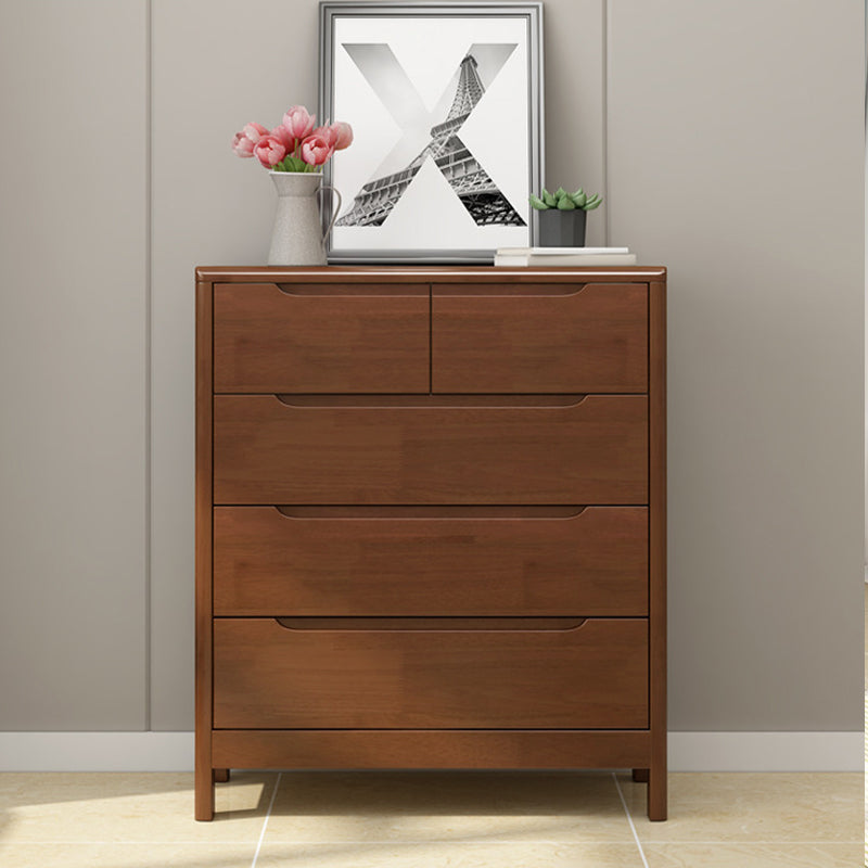 16" W Storage Chest Rubber Wood Storage Chest Dresser with Drawers 31"L x 16"W x 37"H Nut-Brown Clearhalo 'Bedroom Furniture' 'Dressers & Chests' 'dressers_chests' 'furn' 'furn_dressers_chests' 'Furniture' 5706115