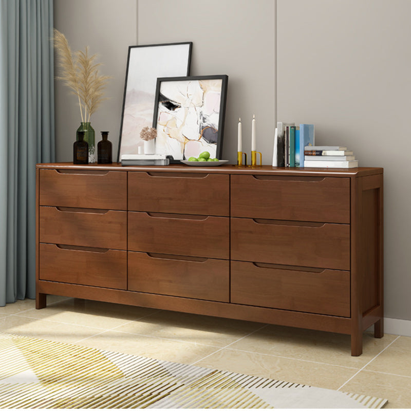 16" W Storage Chest Rubber Wood Storage Chest Dresser with Drawers 59"L x 16"W x 30"H Nut-Brown Clearhalo 'Bedroom Furniture' 'Dressers & Chests' 'dressers_chests' 'furn' 'furn_dressers_chests' 'Furniture' 5706120