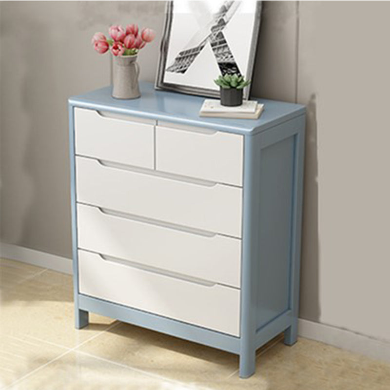 16" W Storage Chest Rubber Wood Storage Chest Dresser with Drawers 31"L x 16"W x 37"H Light Blue-White Clearhalo 'Bedroom Furniture' 'Dressers & Chests' 'dressers_chests' 'furn' 'furn_dressers_chests' 'Furniture' 5706124