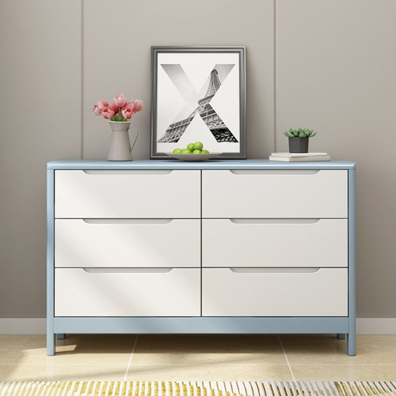 16" W Storage Chest Rubber Wood Storage Chest Dresser with Drawers 47"L x 16"W x 30"H Light Blue-White Clearhalo 'Bedroom Furniture' 'Dressers & Chests' 'dressers_chests' 'furn' 'furn_dressers_chests' 'Furniture' 5706125