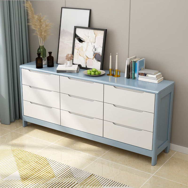 16" W Storage Chest Rubber Wood Storage Chest Dresser with Drawers 59"L x 16"W x 30"H Light Blue-White Clearhalo 'Bedroom Furniture' 'Dressers & Chests' 'dressers_chests' 'furn' 'furn_dressers_chests' 'Furniture' 5706126