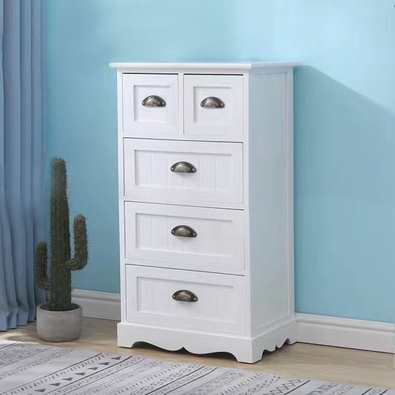 12" W Vintage Vertical Storage Chest Bedroom Solid Wood Lingerie Chest with Drawers