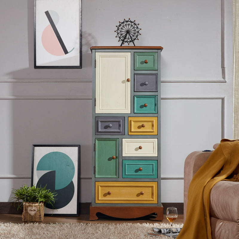 Vintage Storage Chest Bedroom Solid Wood Lingerie Chest with Drawers 24"L x 14"W x 56"H Grey Clearhalo 'Bedroom Furniture' 'Dressers & Chests' 'dressers_chests' 'furn' 'furn_dressers_chests' 'Furniture' 5706245