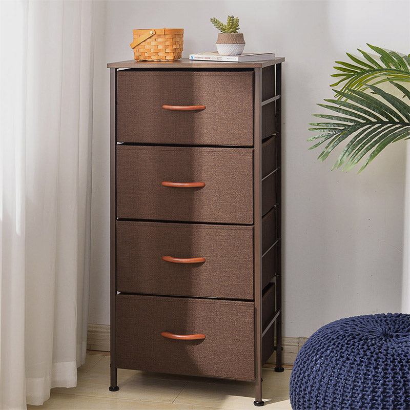 Contemporary Chest Fabric Bins Dresser with Drawers for Home/Office 18"L x 12"W x 37"H Coffee Clearhalo 'Bedroom Furniture' 'Dressers & Chests' 'dressers_chests' 'furn' 'furn_dressers_chests' 'Furniture' 5706266