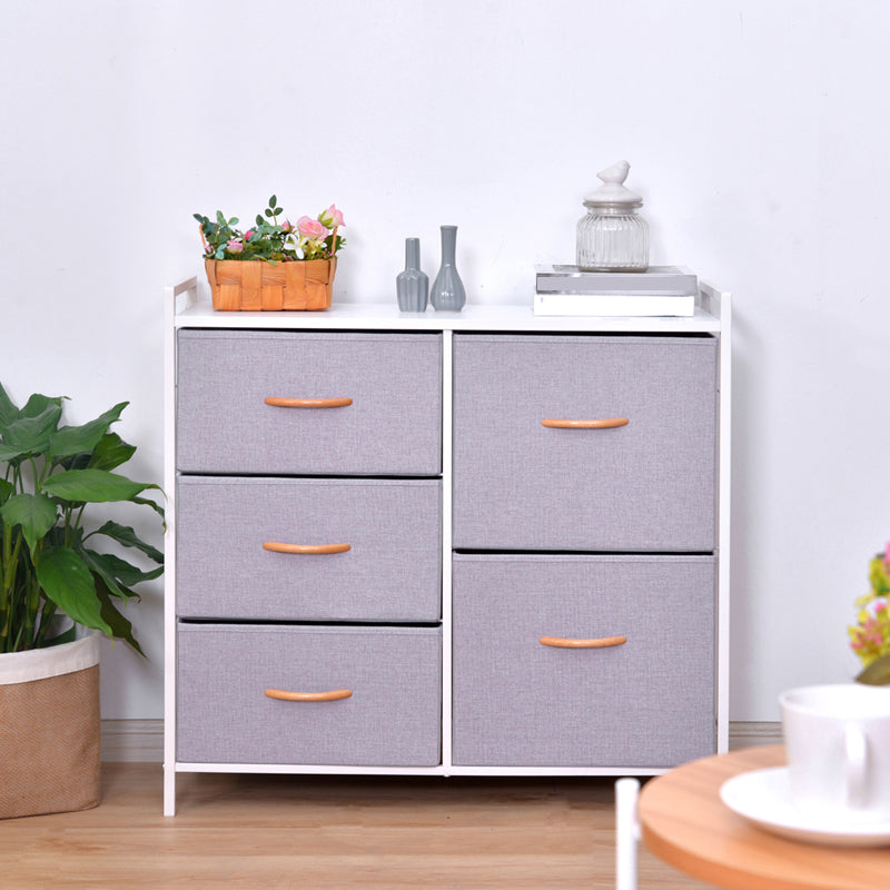 Contemporary Chest Fabric Bins Dresser with Drawers for Home/Office 33"L x 12"W x 30"H Gray-White Clearhalo 'Bedroom Furniture' 'Dressers & Chests' 'dressers_chests' 'furn' 'furn_dressers_chests' 'Furniture' 5706273