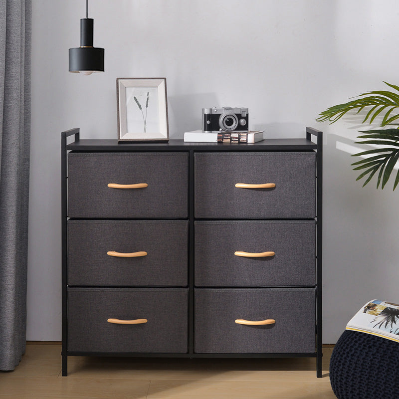 Contemporary Chest Fabric Bins Dresser with Drawers for Home/Office 33"L x 12"W x 30"H Dark Gray-Black Clearhalo 'Bedroom Furniture' 'Dressers & Chests' 'dressers_chests' 'furn' 'furn_dressers_chests' 'Furniture' 5706274