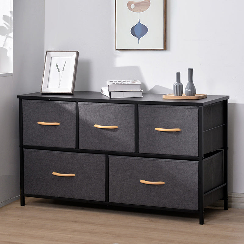 Contemporary Chest Fabric Bins Dresser with Drawers for Home/Office 39"L x 13"W x 22"H Dark Gray Clearhalo 'Bedroom Furniture' 'Dressers & Chests' 'dressers_chests' 'furn' 'furn_dressers_chests' 'Furniture' 5706275