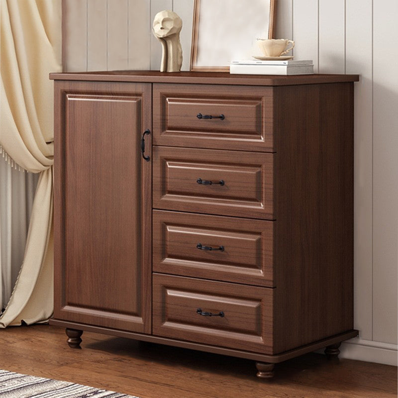 16" W Horizontal Combo Dresser Wooden Storage Chest Dresser with Drawers and Doors 31"L x 16"W x 35"H Nut-Brown Clearhalo 'Bedroom Furniture' 'Dressers & Chests' 'dressers_chests' 'furn' 'furn_dressers_chests' 'Furniture' 5706444