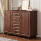 16" W Horizontal Combo Dresser Wooden Storage Chest Dresser with Drawers and Doors 47"L x 16"W x 35"H Nut-Brown Clearhalo 'Bedroom Furniture' 'Dressers & Chests' 'dressers_chests' 'furn' 'furn_dressers_chests' 'Furniture' 5706446