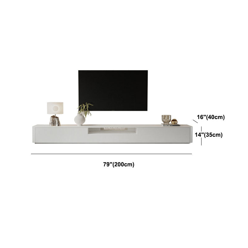 Contemporary Wood TV Stand 3 Drawers and Open Shelf TV Cabinet in White Clearhalo 'furn' 'furn_tv_stands_entertainment_centers' 'Furniture' 'Living Room Furniture' 'TV Stands & Entertainment Centers' 'TV Stands & Media Storage Furniture' 'tv_stands_entertainment_centers' 5706556