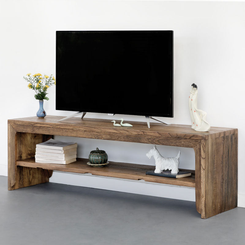 Solid Wood TV Stand Console Industrial Style 1-shelf TV Stand - Brown