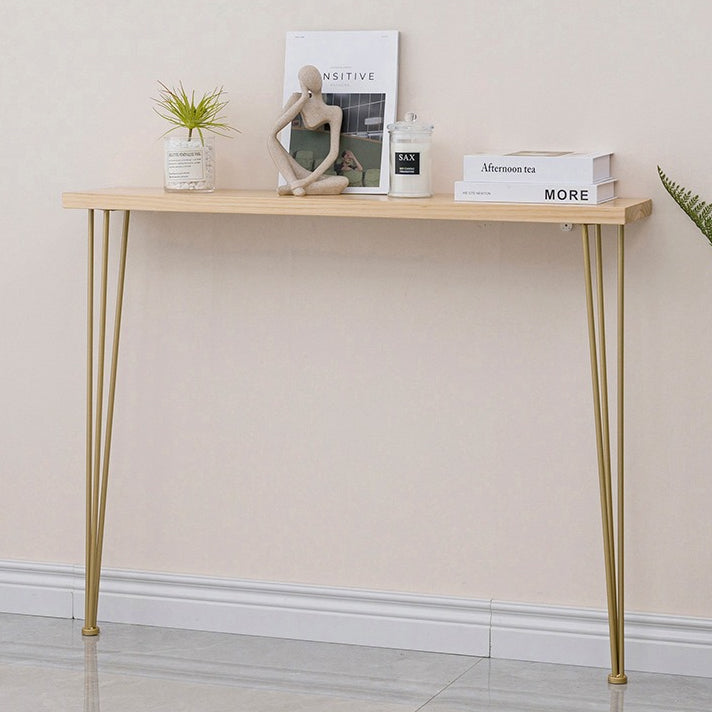 Tabella della console in legno massiccio rettangolare 31.49 "tavolo di accento alto con telaio di ferro