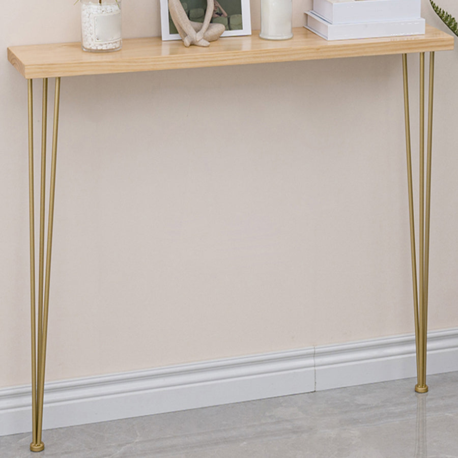 Tabella della console in legno massiccio rettangolare 31.49 "tavolo di accento alto con telaio di ferro