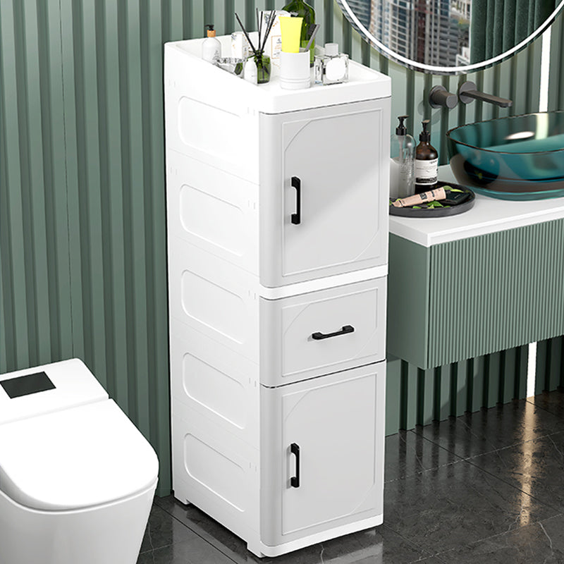 Comodino in plastica bianca e grigia 13,78 "d moderna comodino a 1 porta