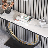 Tabella della console di pietra 31.49 "Tabella del rettangolo di rettangolo ad alta resistenza graffiata