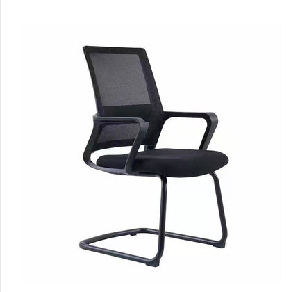 Fixed Arms Black Swivel Chair Mid-back Chair Soft Executive Office Chair Black 1 Piece