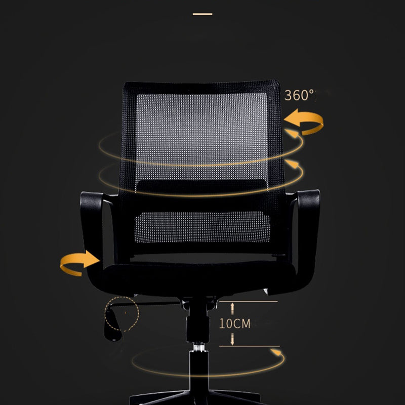 固定された腕の黒いスイベルチェアミッドバックチェアソフトエグゼクティブオフィスチェア