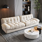 Contemporary Armless Settee Tufted Split-Back White Velvet Sofa