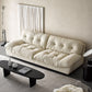Contemporary Armless Settee Tufted Split-Back White Velvet Sofa