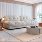 Contemporary Armless Settee Tufted Split-Back White Velvet Sofa