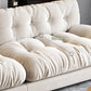 Contemporary Armless Settee Tufted Split-Back White Velvet Sofa