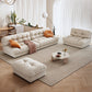 Contemporary Armless Settee Tufted Split-Back White Velvet Sofa