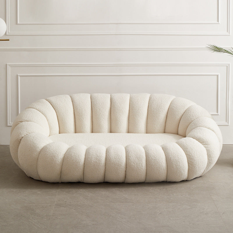 Modern Style Living Room Seating 3 Seater Tight Back Tuxedo Arm Sofa White Wool Clearhalo 'furn' 'furn_sofas' 'Furniture' 'Living Room Furniture' 'Sofa' 'sofas' 5707268