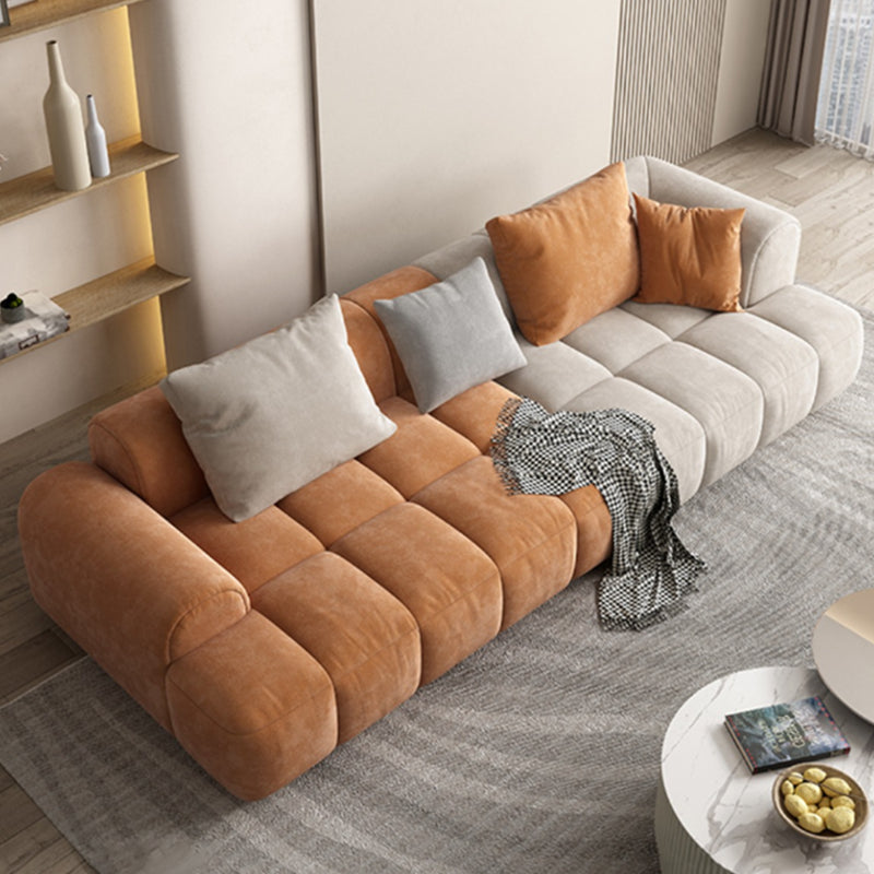 Moderne stijl sofa suède materiaal ingebed armleuning kussen achterbank bede
