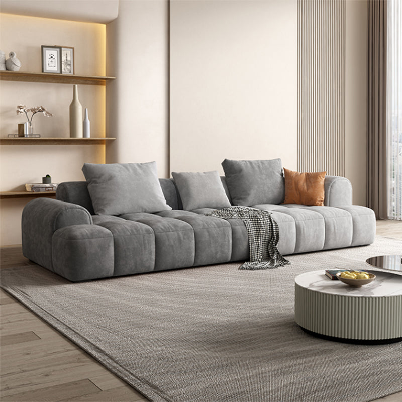 Moderne stijl sofa suède materiaal ingebed armleuning kussen achterbank bede