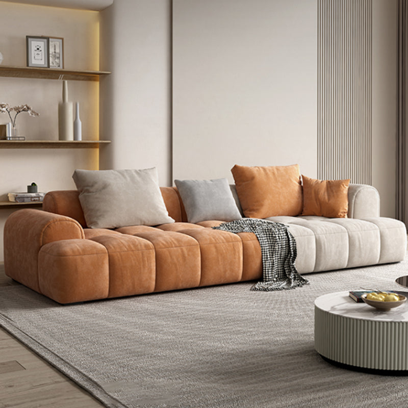 Moderne stijl sofa suède materiaal ingebed armleuning kussen achterbank bede