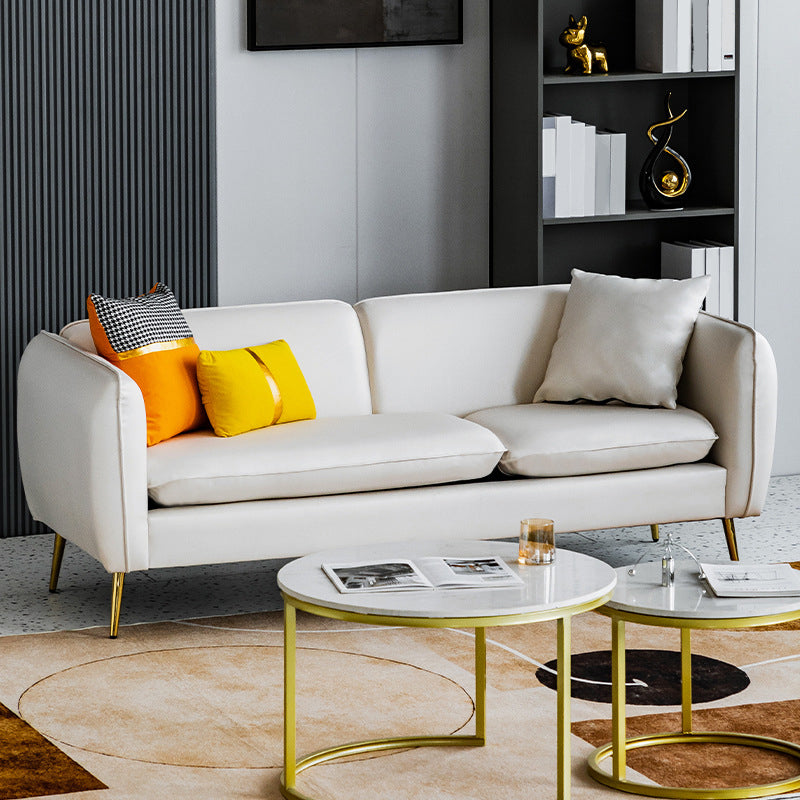 Contemporary 28.3" H Faux Leather Tuxedo Arm Sofa For Living Room