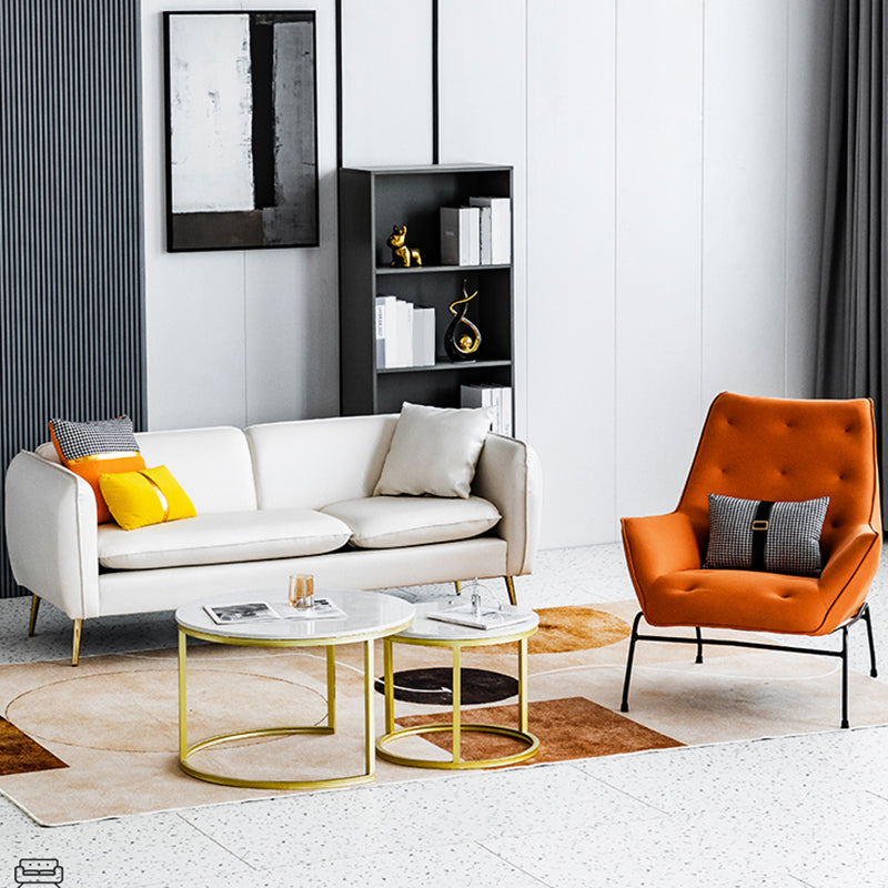 Contemporary 28.3" H Faux Leather Tuxedo Arm Sofa For Living Room