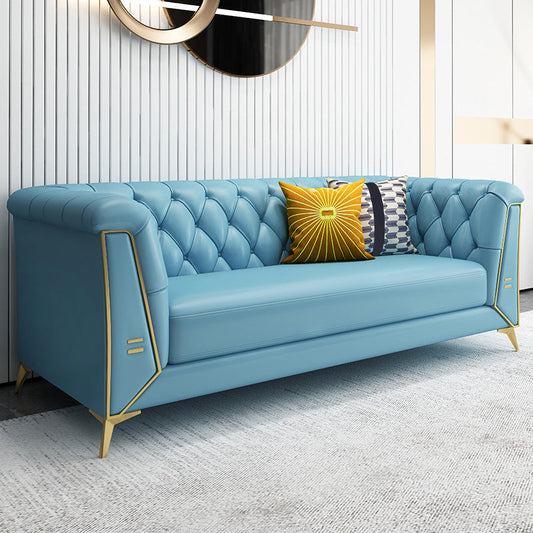 Zeitgenössischer 28,7 "H Faux Leder getuftetes Smoking -Arm -Sofa für Wohnzimmer