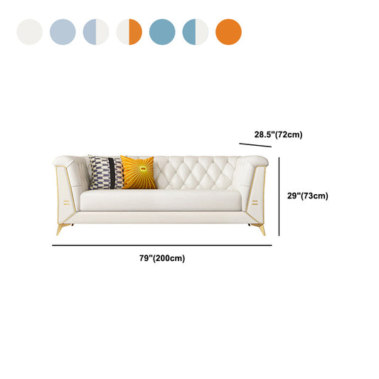 Zeitgenössischer 28,7 "H Faux Leder getuftetes Smoking -Arm -Sofa für Wohnzimmer