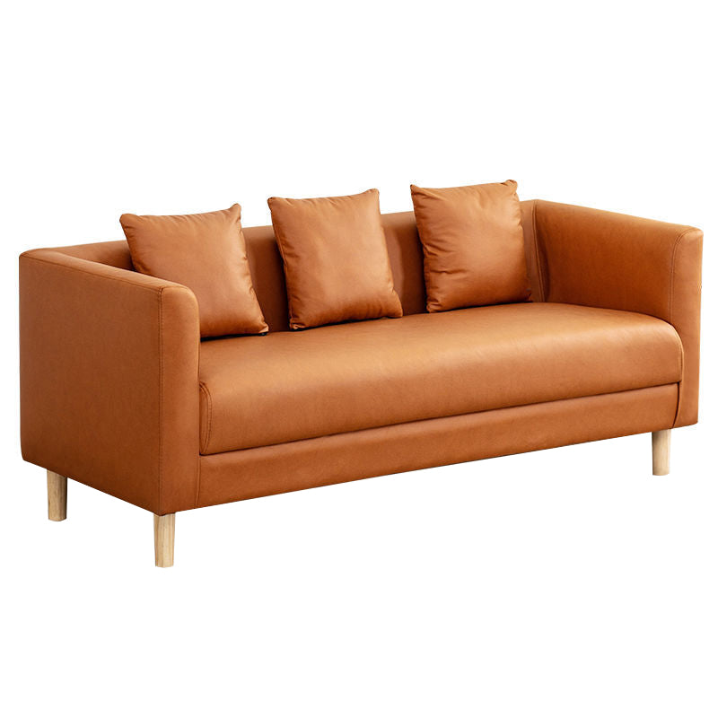 Faux Leather 3-seater  Sofa Tuxedo Arm Stain Resistant 23.62" Wide