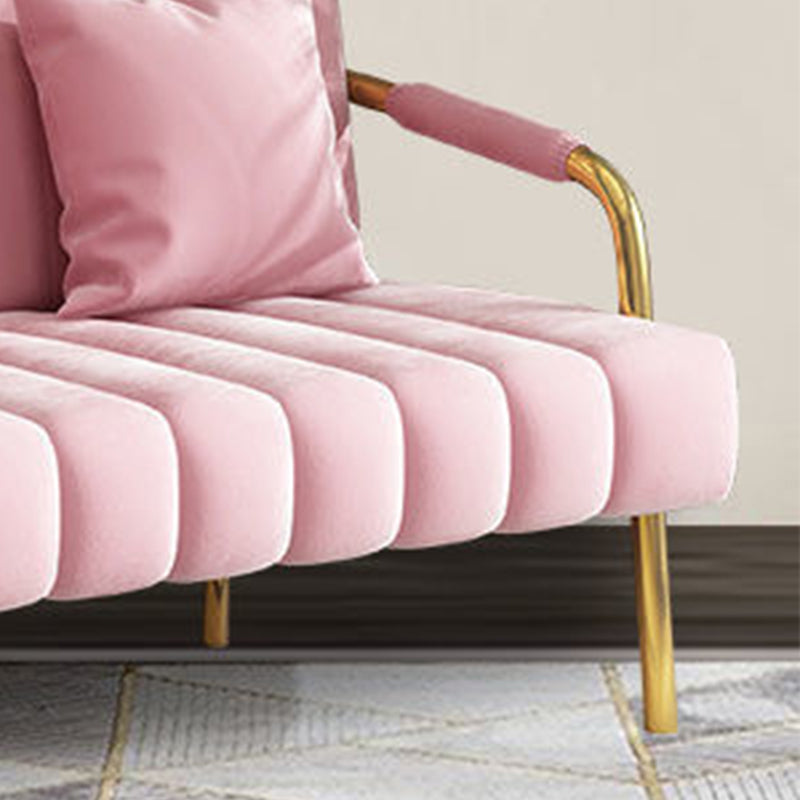 3-seater Velvet Sofa with 3 Pillows Square Arm for Living Room