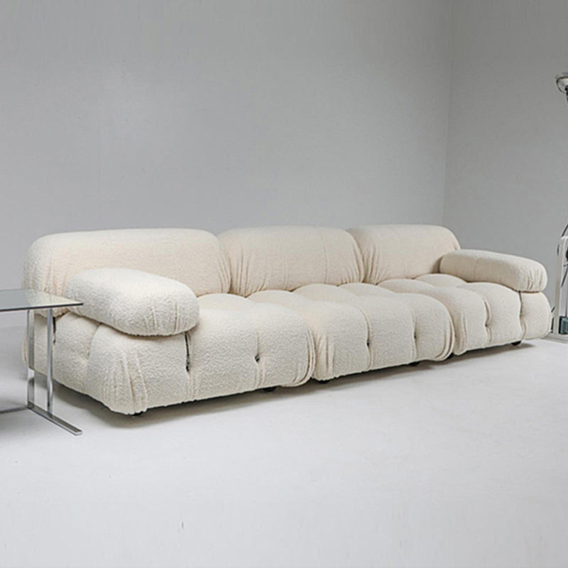 Canapé en velours d'agneau de style moderne gris / blanc / orange / canapé-lit bleu