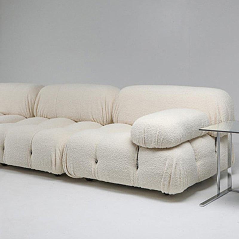 Canapé en velours d'agneau de style moderne gris / blanc / orange / canapé-lit bleu