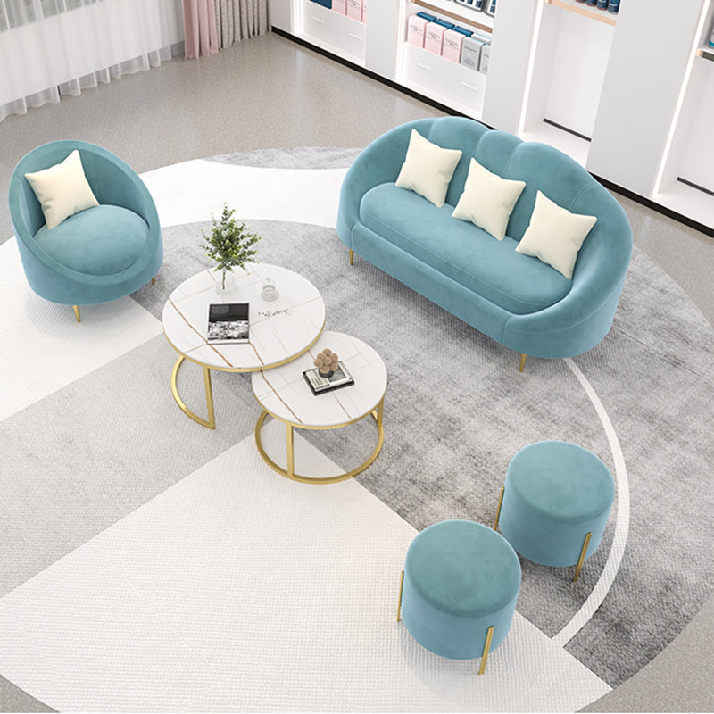 Canapé canapé incurvé contemporain en velours canapé de bras en pente pour le salon