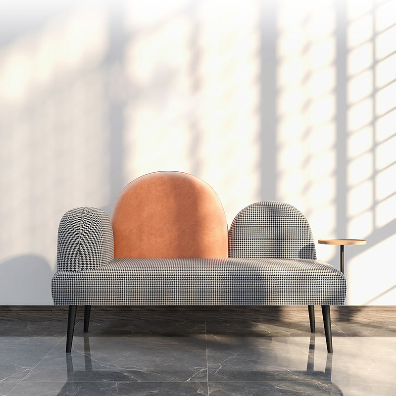 Contemporary Living Room Standard Recessed Arm Black Stationary Sofa